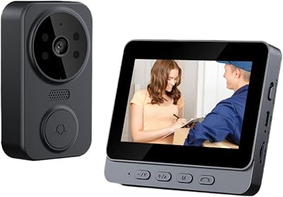 PGST Wireless Video Doorbell,4.3-inch IPS 1080P Monitor Screen Door Bell Camera with Two-Way Audio,Night Version,No WiFi Required,No APP,No Subscription Fee for Home,Villa,Apartment,Easy Installation