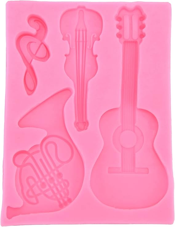 Silicone Guitar Shape for Baking Chocolate Fondant Cake Decoration and Candy Tool for Bakery Kitchen