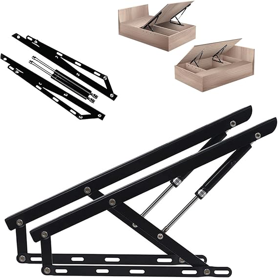 1 Pair Pneumatic Bed Lift Kits Heavy Duty Gas Spring Bed Lift Mechanism, Hydraulic Bed Lift Kit, Storage Bed Lift Mechanism Kit for Storage Bed Box Or Sofa Bed, Folding Lift Up Spring Hinges(1.5m)