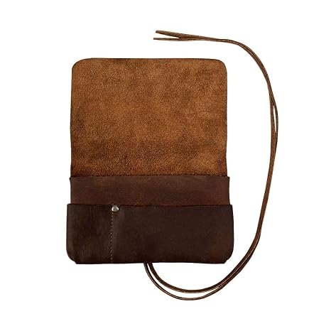 Hide & Drink, Rustic King Size Tobacco Pouch Handmade from Full Grain Leather, Field Notes Case, Vintage Storage (Bourbon Brown)