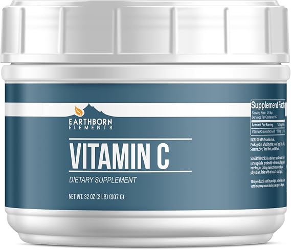 Earthborn Elements Vitamin C Powder (2 lb), Ascorbic Acid, Supplement & Cleaner