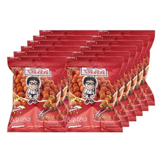 Koh-Kae, Peanuts coated BBQ flavors, net weight 17 g X 12 Packs