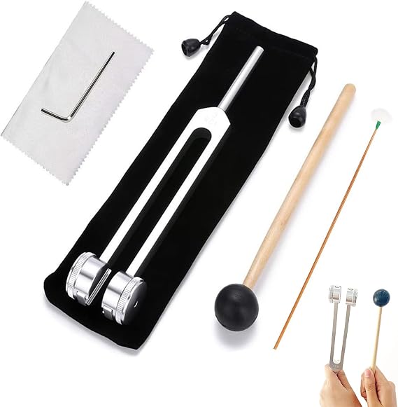 128 Hz Healing Tuning Fork, Neurological Tuning Fork, Provides Precise Frequency Response, With A Silicone Hammer And A Cleaning Cloth Packed In A Soft Velvet Bag