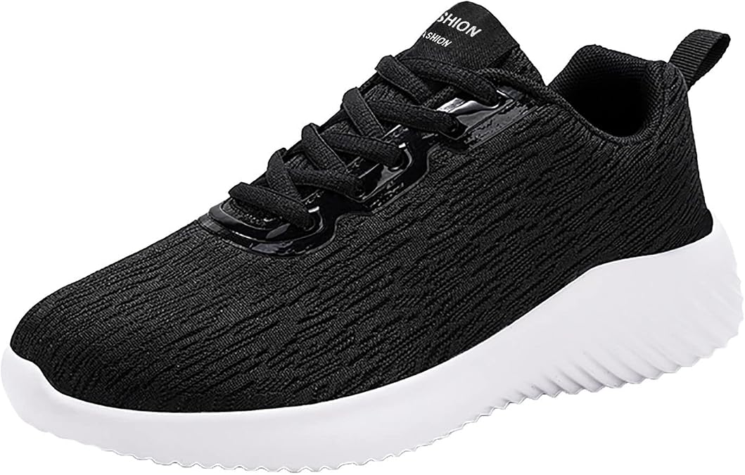 Wide Fit Trainers for Men Fashion Men Mesh Casual Sport Shoes Lace Up Solid Color Running Breathable Soft Bottom Trainers Size 9