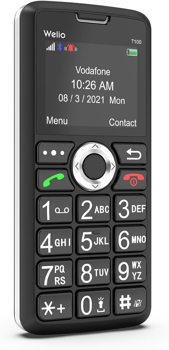 Welio WKey T100 Tuşlu Kamerasız Asker/Yaşlı Cep Telefonu (Siyah- Gri)