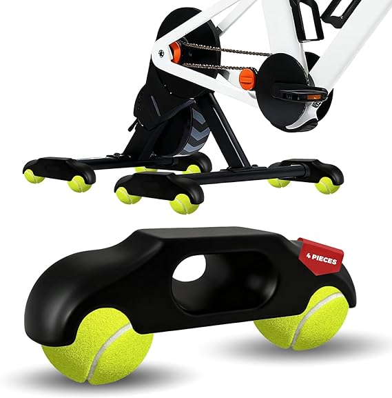 Pack of 4 Rocker Plate Feet, Indoor Cycling Snap Rocker Feet Adapter, Portable Rocker Plate Bicycle Trainer, Tennis Ball Feet for Wahoo Kickr Core 2 Roller Trainer, with 8 Tennis Balls