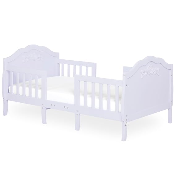 Sweetpea Baby Rose 3-in-1 Convertible Toddler Bed in Lavender, Greenguard Gold Certified, BSA Certified, Safety Rails, Made of Sustainable New Zealand Pinewood
