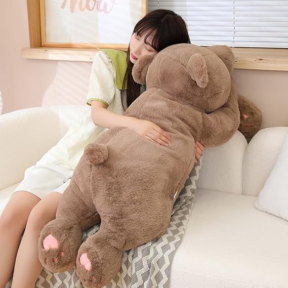 SNOWOLF Giant Weighted Bear Stuffed Animals, 40" Brown Bear Plush Throw Pillow Super Cute Kawaii Plushie Toys Gifts for Boys Girls Adults, 100cm, Brown