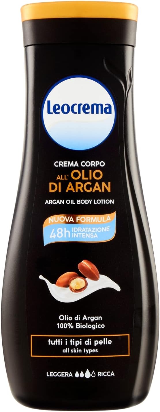 Organic Argan Oil Cream-Fluid For Body - For Exceptional 24-Hour Hydration, Silky-Smooth Skin and A Pleasant Feeling of Well-Being - LARGE - 400ml by Leocrema