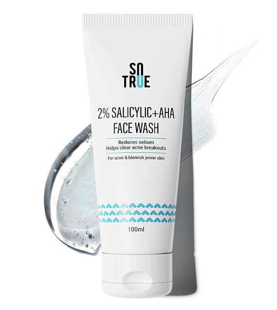 SOTRUE 2% Salicylic Acid Face Wash + Aha For Acne And Pimple, 100Ml | For Clean, Clear And Glowing Skin | Reduces Acne, Excess Oil, Pimples | All Skin Types