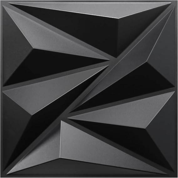 STICKGOO Black Diamond 3D Wall Panels, 12''x12'', 33 Pack | PVC Accent Wall Panels for Interior Wall Decor, Living Room, Bedroom, TV Background, Lobby, Cover 32.Sq.Ft