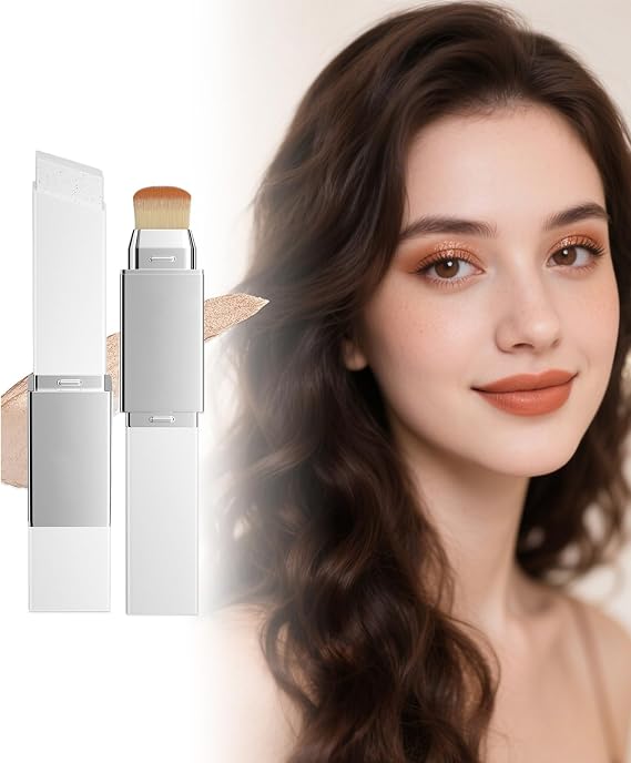 Color Changing Foundation Stick, Cover Cream Stick V White Foundation Stick with Brush Head, Full To Medium Coverage Base Makeup,Full Coverage Concealer for All Skin Types (NATURAL)