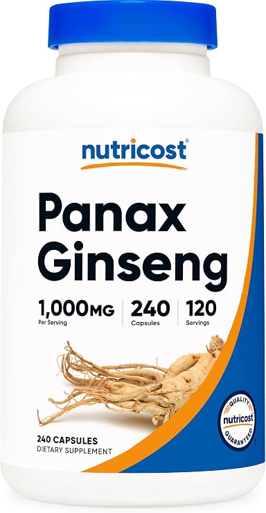 Nutricost Panax Ginseng 1000mg, 240 Capsules, 120 Servings, Gluten Free | GMO-Free