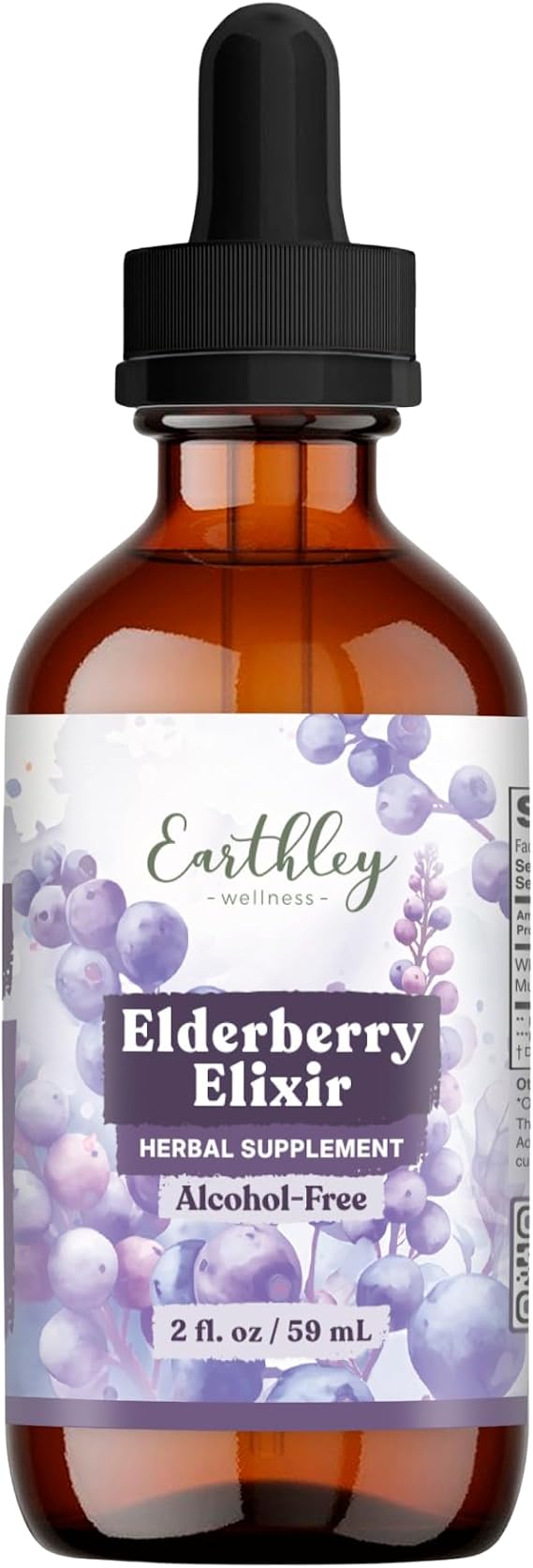 Earthley Wellness Elderberry Elixir Drops, Herbal Elderberry Syrup Alternative, Powerful Immune & Respiratory Support, Shelf Stable with Mullein, Orange Peels, and Cloves (2oz, Kids, 120+ doses)