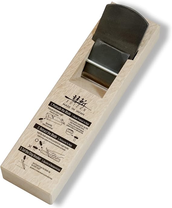 SUIZAN Kanna Japanese Wood Planer 2" Double Blade - Hand Block Plane | Professional Smoothing Plane Woodworking Carpentry Joinery Furniture Making Tools Shaving Chip Breaker Chamfer Sharp Blade