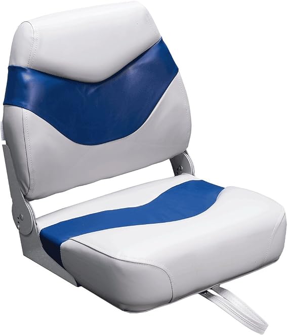 DeckMate Plush Folding Boat Seats (Gray & Blue)