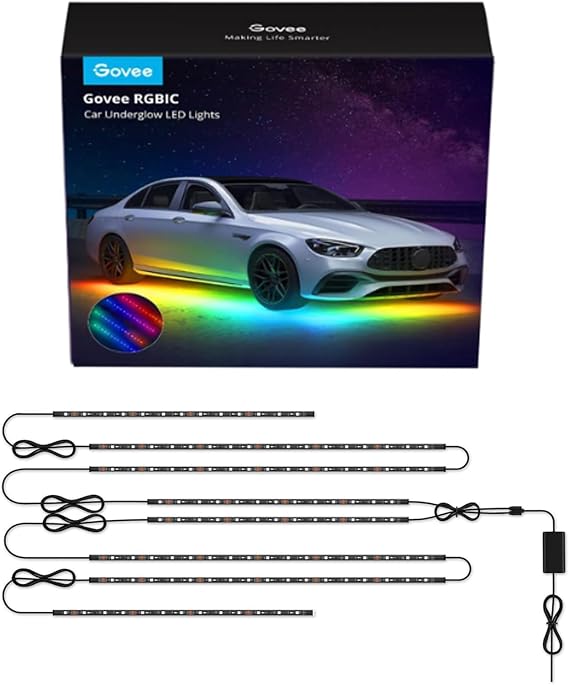 Govee Car Underglow Lights, 8 pcs, RGBIC Car Lights, App Control | 16 Million Colors, 45 Scene Modes, 3 Music Modes, for Cars, SUVs, Trucks, DC 12-24V
