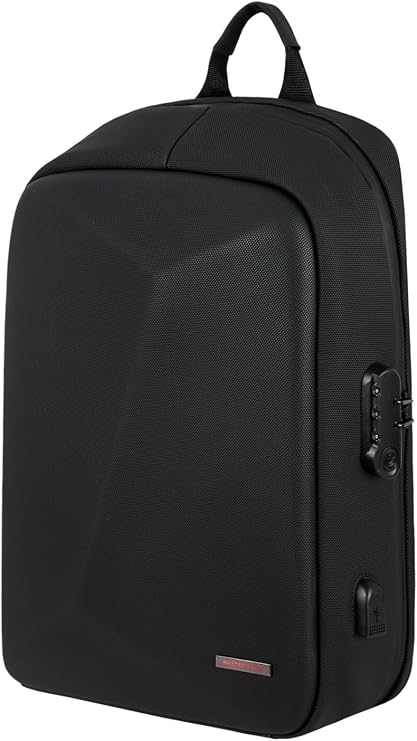 Coverzone EVA Hard Shell Motorcycle Backpack, Black, With USB Input, Encrypted Lock, Notebook and Tablet Partition, Hidden Backpack, Multifunctional