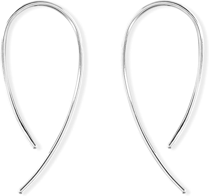 Boma Jewelry Sterling Silver Wire Loop Pull Through Threader Hoop Earrings