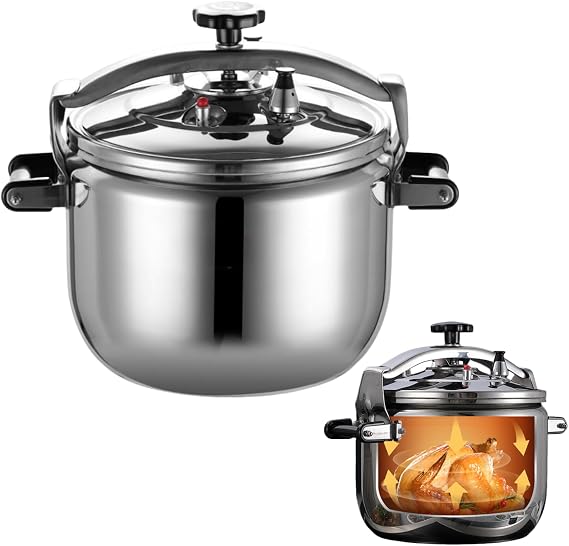 Stainless Steel Pressure Cooker, 1.8 - 10.6 gal 4 - 40 L, Large Capacity, Explosion-Proof, Multi-Purpose, Easy to Clean, Energy Saving, Rapid Heating, 90 KPa, High Pressure Stew, Compatible