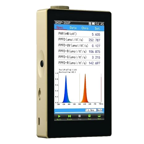 OHSP350P Spectrometer 350-800nm Range, PAR, PPFD, YPFD Analysis LCD Display Integrated with PC High-Performance CCD Sensor (OHSP350P)