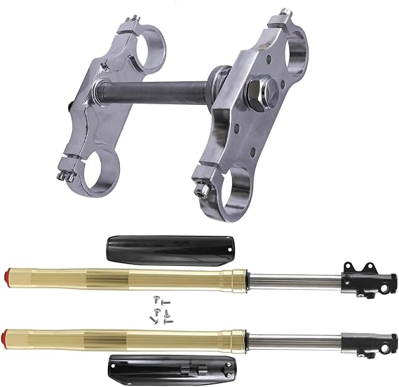 790mm 31" Upside Down Front Forks with Triple Tree Clamp, 45/48mm Upside Down Front Fork Suspension Shock Kit for 17-21 Dirt Bike Pit Bike Offroad Motorcycle Motocross (Silver)