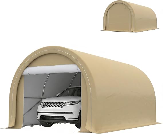 Outsunny 10' x 16' Carport Heavy Duty Portable Garage Storage Tent Beige