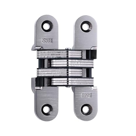 Soss 21615 1" x 4-5/8" Heavy Duty Invisible Hinge for 1-3/8" Doors Satin Nickel Finish