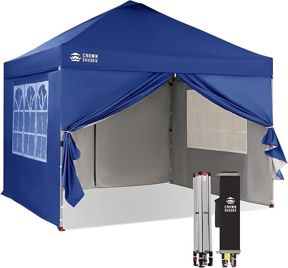 CROWN SHADES 3m x 3m Pop Up Gazebo with 4 Sides, Waterproof Pop Up Tent | CenterLok One Push Instant Garden Shelter, Heavy Duty Gazebo with Carry Bag