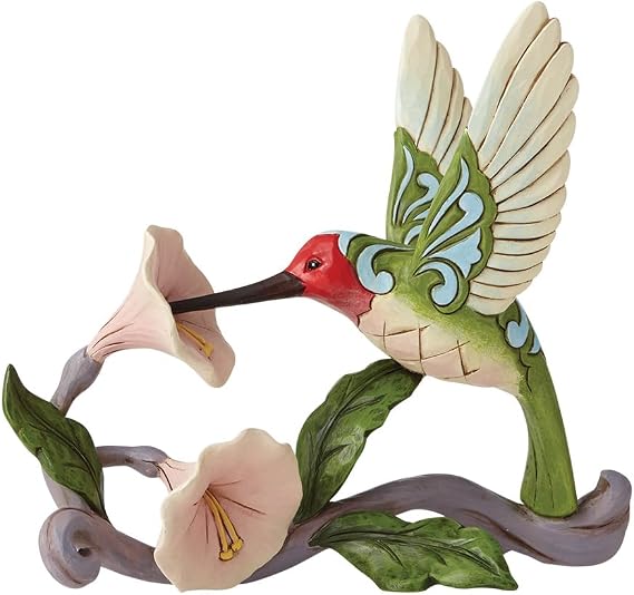 Enesco Jim Shore Heartwood Creek Hummingbird with Flower Figurine, 5.375 Inch, Multicolor