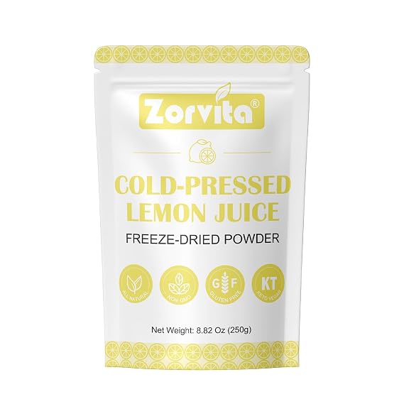 Zorvita Lemon Powder Cold Pressed Freeze-Dried Lemon Juice Powder, No Additives or Fillers, Gluten-Free, Non-GMO 8.82 oz (250g)