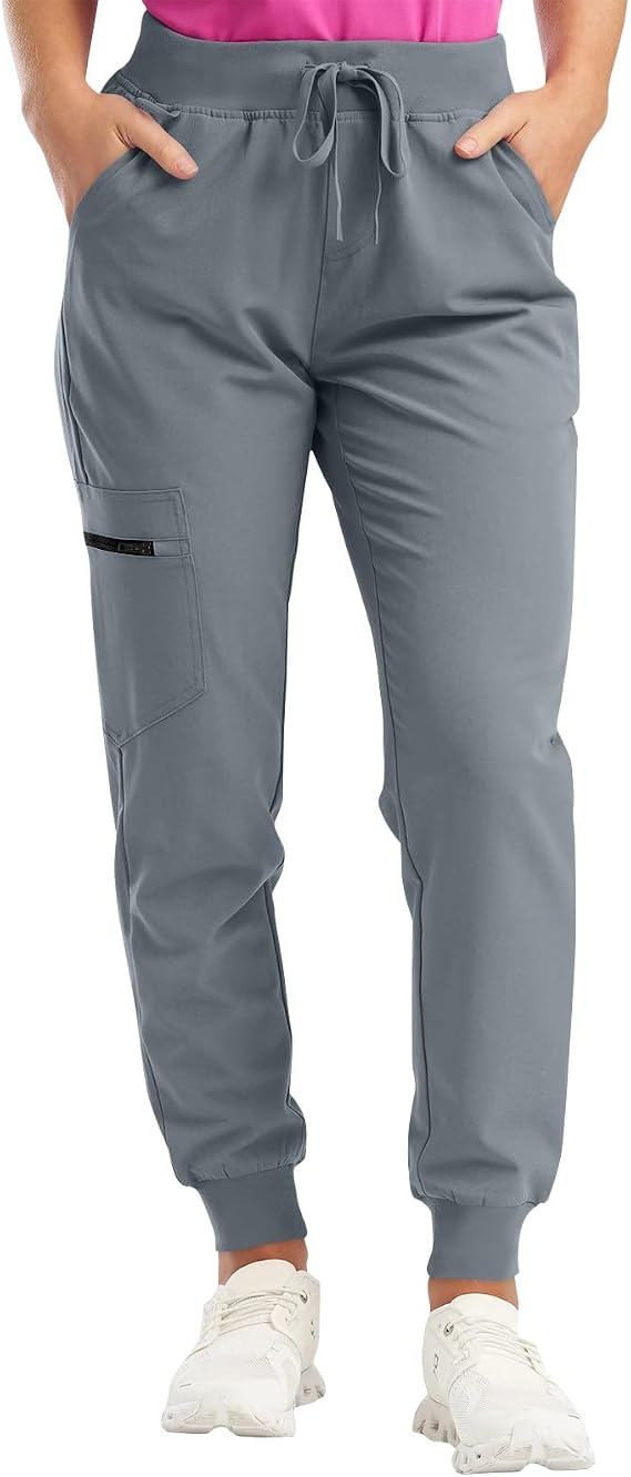 Scrub Pants for Women High Waisted Drawstring Joggers Soft Stretch Jogger Scrubs Lightweight Cargo Pants