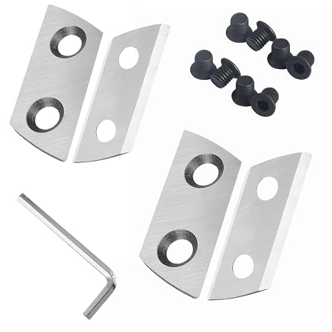 4 PCS Wood Chipper Blades Compatible with Sun Joe CJ601E, CJ602E, Earthwise GS70015, Replaceable Double-Sided Cutting Tool Kit, with L-Shaped Hex Key Wrench