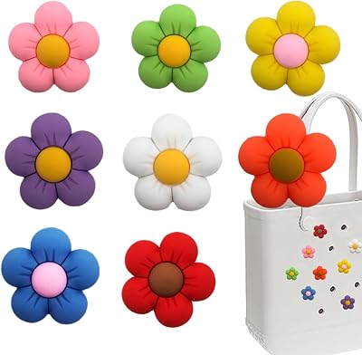 Charms for Bogg Bag Cute Charms Accessories, Women Small Rubber Beach Totes Decor for Baby Bogg Bag,Valentines Day Gifts 8pcs Small flowers