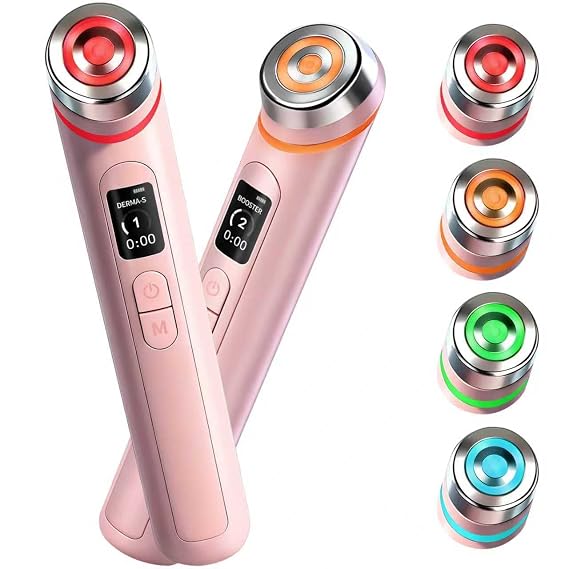 Booster Pro Pink, 4-in-1 Beauty Massager Korean Skin Care,Portable Enhanced Absorption, Radiance, Elasticity, Pore Care | LED Anti-Wrinkle Device,Facial Skin Care