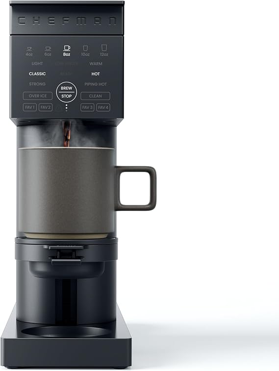 Chefman Single Serve Coffee Maker, Works with K-Cup & Grounds