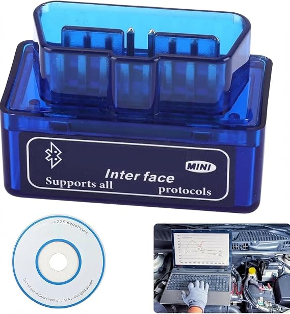 Mini Bluetooth Code Reader, Scanner Car Automotive Engine Scanner for Android and Windows, ELM327 Diagnostic Scan Tool, Check Engine Code Reader with Fault Code Reader (V2.1)