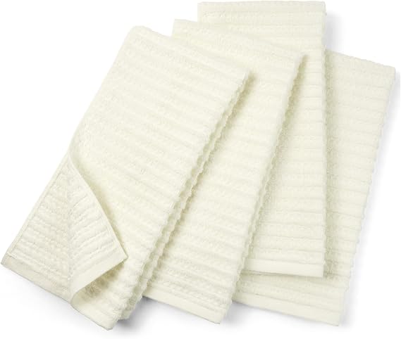 Cleanbear Waffle Hand Towels Set of 4 (Cream) - Soft Cotton, 13 x 28 Inches