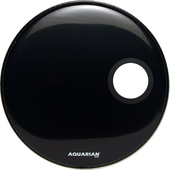 Aquarian Drumheads SMPTCC26BK Offset Ported Bass 26-inch Bass Drum Head, gloss black