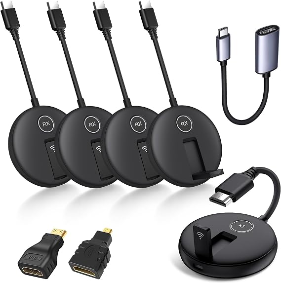 Wireless HDMI 4 Receivers and Transmitter,Splitter Plug and Play