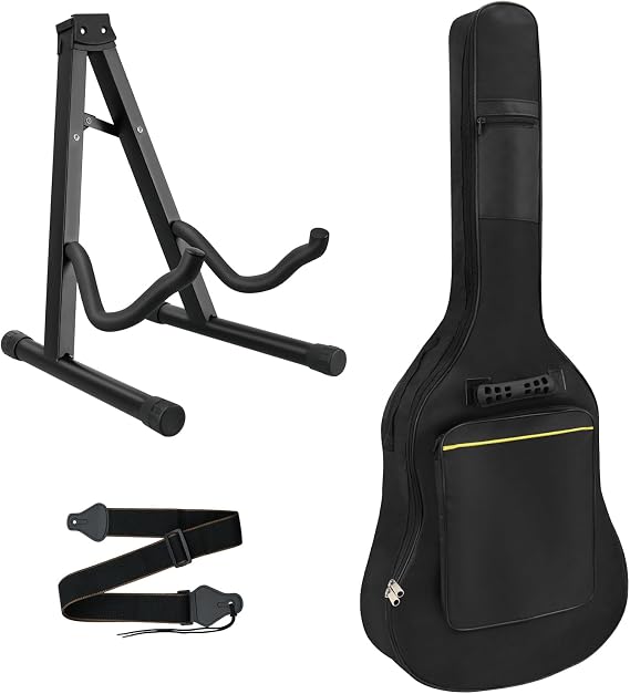 3pcs Guitar Accessories Kit, Guitar Gig Bag + Guitar Stand + Guitar Strap | for Acoustic Classical Guitar Bass Guitar