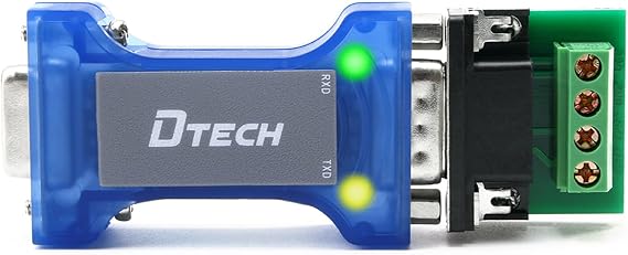 DTECH Industrial Grade RS232 to RS485 Converter Adapter Optical Isolation Protector with TX RX LED Lights for Long Haul Serial Communication