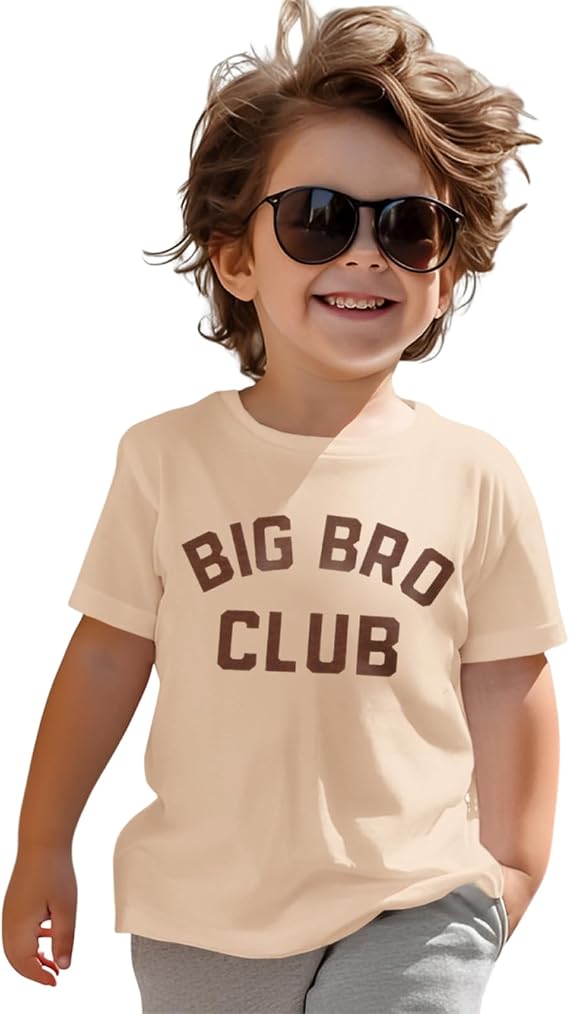 GLIGLITTR Big Brother Shirt Cool Big Bro Club T-Shirt Toddler Baby Boy Promoted to Big Brother Announcement Short Sleeve Tops