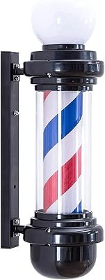 Barber Pole LED Globe Light, Hair Salon Barber Shop Open Sign, Rotating Multicolor LED Strips, Waterproof Save Energy, Wall Mount,Black 2,88cm34.65in