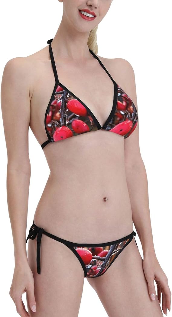 Sailing Landscape Women's Triangle Bikini Sets Sexy Halter String Two Piece Swimsuits Low Waisted Girls Bathing Suit