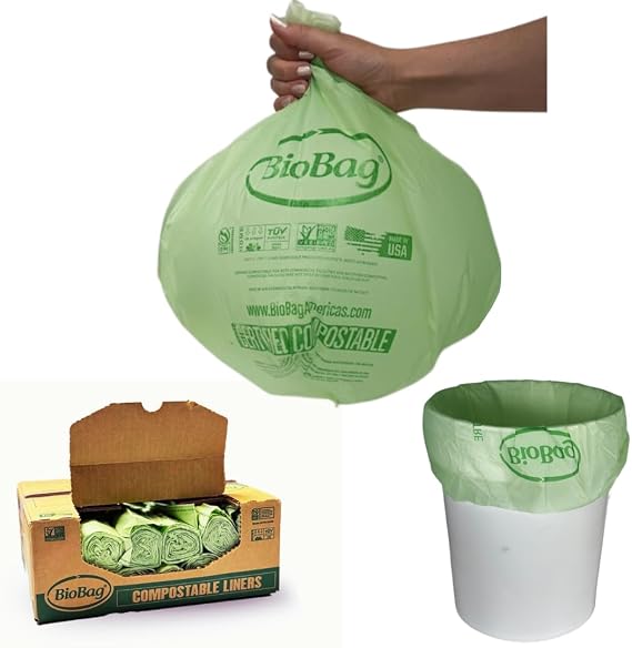 8 Gallon BioBag The Original Compostable Food Scrap Commercial Gallon Bags, 100% Compostable Certified (500 Count)