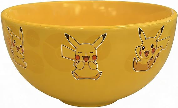 HOX Pokemon Pikachu Ceramic Soup & Cereal Bowl | Deep Bowls for Breakfast | Bowls for Oatmeal, Ice Cream, Noodles & Salad | Officially Licensed Merchandise, Yellow