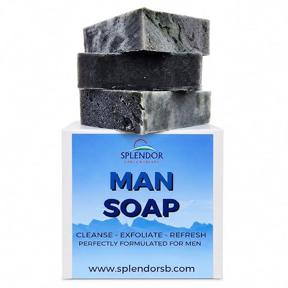 Splendor Natural Soap for Men (10.5 oz) Handmade Cold-Process Bars with Oils, Shea Butter & Clays Long-Lasting Fresh Outdoors Mountain Scent