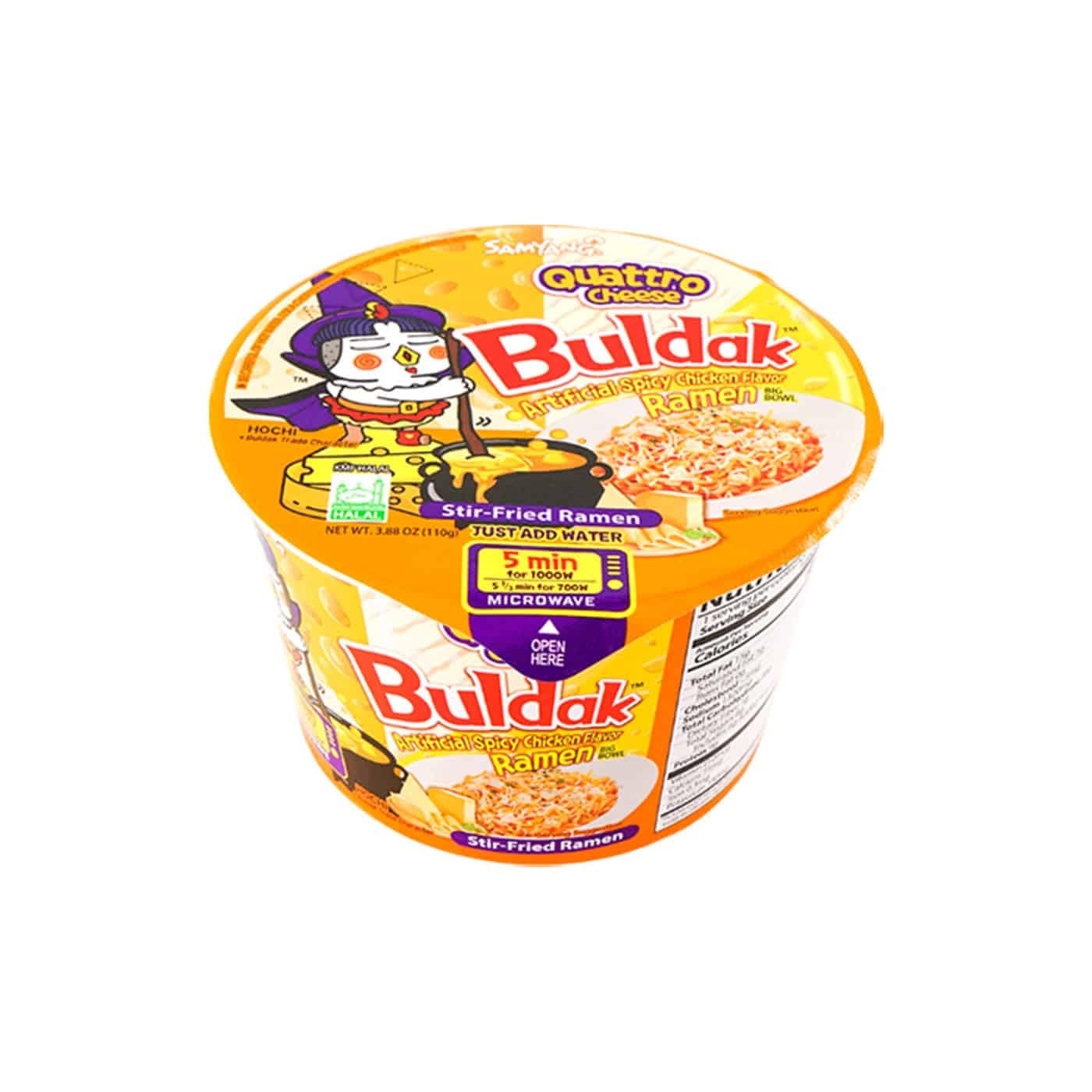 SAMYANG Quattro Cheese Buldak Chicken Flavor Ramen Big Bowl. Korean Instant Noodles. Spicy Cheese Ramen – 3.7 Oz pack of 8