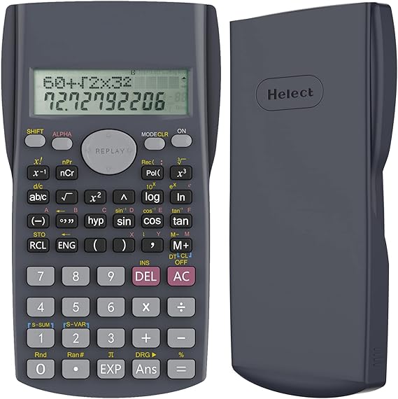 Helect 2-Line Engineering Scientific Calculator, Suitable for School and Business, Black